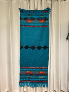 Teal Southwestern Patterned Scarf or
Room Throw. Reversible